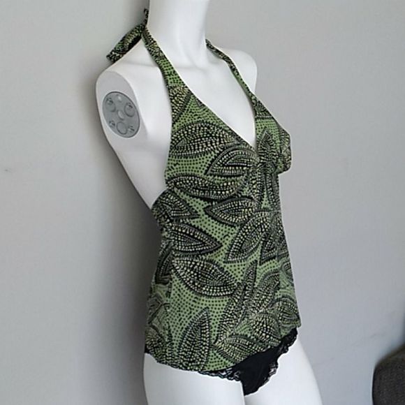 Green/Black/White Tankini Top. - Picture 4 of 7